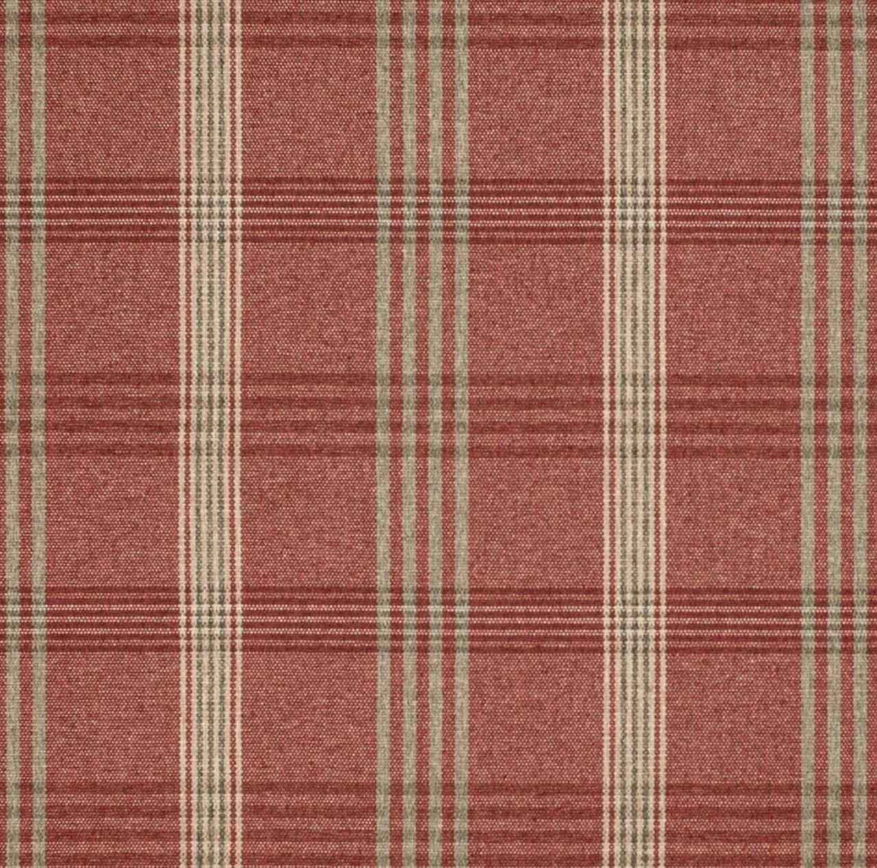 Red Stain Resistant Performance Pet Friendly Plaid Woven Pattern Upholstery Fabric by The Yard - SKU: Kevin Brick